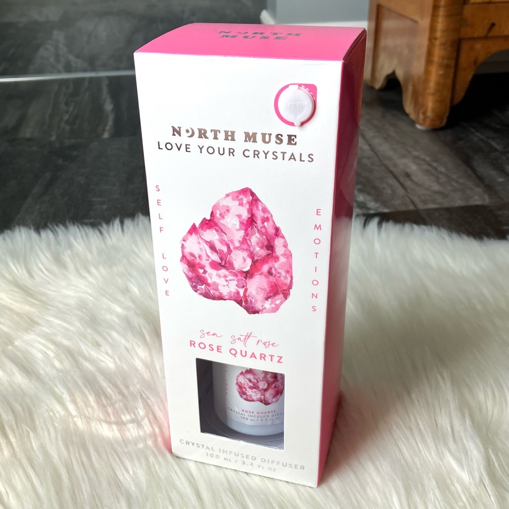 North Muse Crystal Reed Diffuser ‘Love Your Crystals’ Rose Quartz Infused BNIB